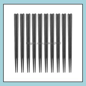 Chopsticks Flatware Kitchen Dining Bar Home Garden Black Chopstick Restaurant Hållbar japansk sushi Låg prislegering C DH9BT