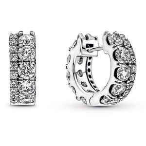 trendy 925 silver hoop stud earrings luxury designer cz fashion jewelry pandora sparkling round earrings with original box