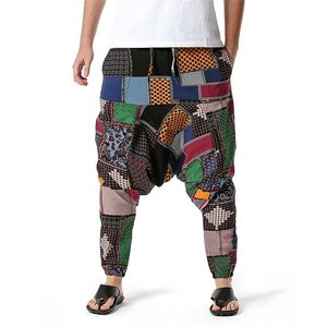 LUCLESAM Men African cotton linen Harem Pants Joggers Bohemian Nepal Yoga Vintage Baggy Trousers sarouel homme Hippy 220325