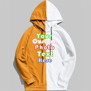 Men's Hoodies & Sweatshirts Men's Autumn Spring Color Matching Custom Logo Po Text Printing Boy Punk Hoodie Pullover DIY Team HoodiesMen