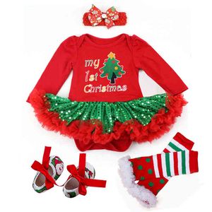 Wysokiej jakości dziecięca dziewczyna jesienna świąteczne ubrania świąteczne Ubrania dla maluch dziewczynki na imprezę noworoczną sukienkę romperowe stroje przychodzi L220715