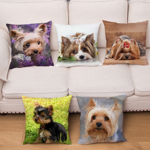 Подушка Case Mini Yorkshire Terrier Super Soft Ship Ship Plush Pillow Cover 45 45 см подушки Coashpillows Case Home Decer Pet Dog Covers 220623