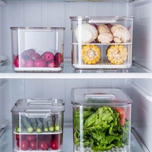 냉장고 저장 상자 냉장 주방 홈 저장 상자 창조적 인 배수 야채 및 과일 저장 상자 201022