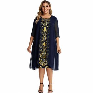 Plus Size Dresses Dress Women's Clothing Diamonds O-Neck Robe Fashion Office Lady Midi Casual Oversized Large Big 3XLPlus