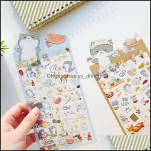 Gift Wrap Event Party Supplies Festive Home Garden Cute Cat Stickers för Scrapbooking Happy Planner Accessories Cartoon Animal Junk Junda