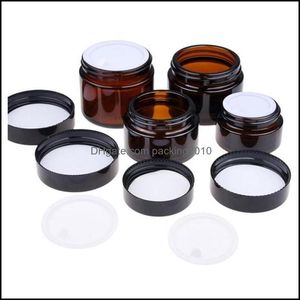 5G 10G 15G 20G 30G 50G Amber Brown Glass Face Cream Jar Refillable Bottle Cosmetic Makeup Lotion Storage Container Jars Drop Delivery 2021 P