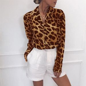 Women's Blouses & Shirts Chiffon Leopard Print Womens Tops And Casual Arrival Autumn Female Tunic V Neck Long Sleeve Sexy 2022 3XL ShirtsWom