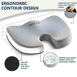 Kudde/dekorativ kudde Comfilife Gel Enhanced Cushion Non-Slip Orthopedic and Memory Foam Caudal Spine Relieve Pain Office Char Char Seat