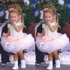 Baby Toddler Miss America Girl s Pageant Dresses Custom Made Organza Party Cupcake Flower Girl ładna sukienka na małe dziecko VOG343