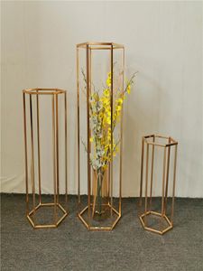 Feestdecoratie 4 stcs bruiloft rekwisieten metalen bloemstand 6 vervorming weg lood frame spiegel gouden tafel middelpunt thuisvormige schapparty