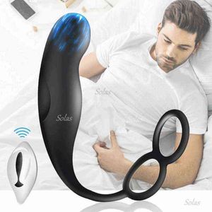 Nxy Sex Anal Toys Male Bibration Plug Remote Control Prostate Massager Toys Penis Ring G Spot Masturbationカップル成人製品1220