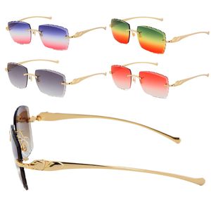 Selling Metal Rimless Sunglasses 3524012 Unique Oversized Shapes Large Square Gradient Lenses Surround Eyewear C Decoration 18K Gold Frame glasses Sunglasses