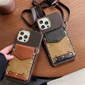 Luxury Leather Card Pocket Hardware Crossbody Phone Case For iPhone 15 15pro 15promax 14 14promax 14plus 13pro max 12pro 13 12PROMAX 11 Wallet Cover 886