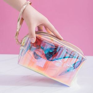 Bunte holographische Frauen Kosmetikbeutel klare Make -up -Taschen Schönheit Organizer Beutel Reisen Reisebereich Make -up -Hülle