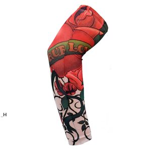Single Pack Men Sunscreen Tattoo Printed Protective Sleeve Outdoor Cycling Personality Design Adults Seamless Stretch Arm Cover GCE13948