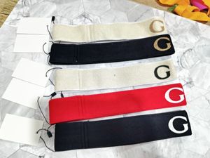 Brand Elastic Headband for Women and Men Top Quality Black Red White Double Letter Print Striped Hair bands Head Scarf For Adult Sport Headwraps Christmas Gifts