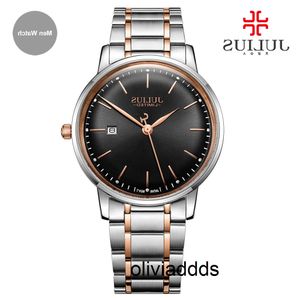 Julius Brand Steel Steel Watch Ultra Thin 8mm Men 30M Wristwatch Wristwatch Date Limited Edition Whatch Montre JAL-040 B4Z7