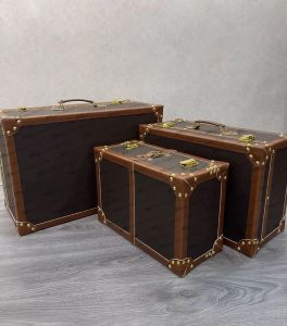 Luxury France Suitcases: Handmade Stripe Trunk Storage & Travel Boxes