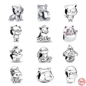 925 Silber Fit Pandora Charm 925 Armband Tiger Eichhörnchen Bär Anhänger Baumeln Charms Set Anhänger DIY Feine Perlen Schmuck