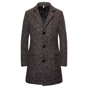 British Style Woolen Coat Men Slim Fit Trench Long Wool Blend Jacket Single Breasted Casual Male Overcoat Men's Blends T220810