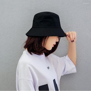 Summer Panama Cap Black White Solid Bucket Hat Unisex Bob Caps Hip Hop Gorros Men Women Beach Sun Fishing Boonie Wide Brim Hats Delm22