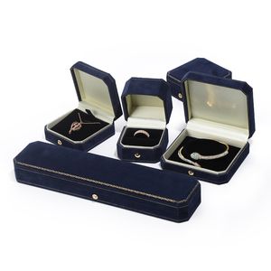 ingrosso Scatole Di Imballaggio Dei Monili Rosa-Premium Velvet Octagon Double Gold Thread Braccialetto Bracciale Bracciale Box Box Confezione da imballaggio Blu rosa Confezione regalo
