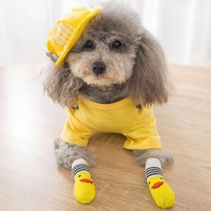 Dog Apparel 4Pcs/Set Anti-slip Rain Snow Boots Socks Cute Cotton Rubber Pet Shoes Waterproof For Puppy Large Small Cats DogsDog