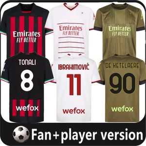 Ibrahimovic Jersey de fútbol AC Milans Giroud R Leao Tonali THEO Jugador Camisa de fútbol S XL