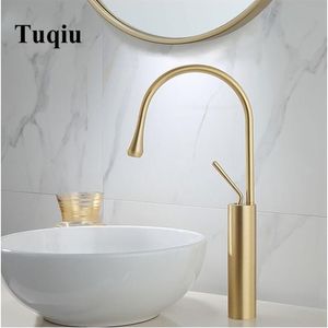 New Basin Faucet Single Lever 360 Rotation Spout Moder Brass Mixer Tap For Kitchen Or Bathroom Basin Water Sink Mixer gold brush T200107