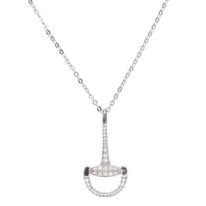 Colar Maxi Jóias Simples Europeias 925 Sterling Horse Snaffle Bit Simples Man Women Bar Pretty Girly Charm183S