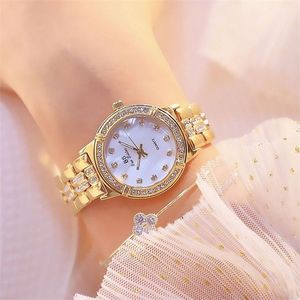 Розовое золото часы женщин кварцевые часы дамы топ -бренд Crystal Luxury Женщины -запястья часы Girl Relogio Feminino T200519