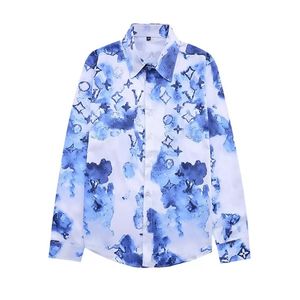 Spring Autumn Long Sleeve Designer Bowling Shirts Men Fashion Geometric Letter Print Button Down Dress Shirt Man Casual Shirt PLUS