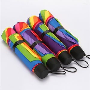 Бесплатный печатный персонализированный радужный парасол дождь зонтики индивидуальные подарки в подарок портативный ветростойкий складной зонт 220621