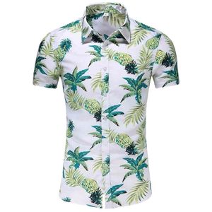 45KG120KG Summer New Pineapple Print Cool Beach Hawaiian Short Sleeved Shirt 4XL 5XL 6XL 7XL 210412