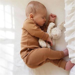 Kleidungssets Nette 0-24M Baby Mädchen Set Junge Einfarbig Pyjamas Geboren Baumwolle Nachtwäsche Kinder Nachtwäsche Kleidung Outfit Hause wearClothing