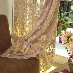 European Style Jacquard Sheer Curtain Home Decoration for Living Room Voile Tulle Bedroom Panel Window Treatment W220421