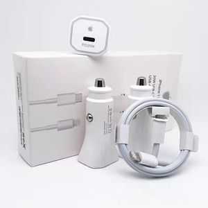 Apple Original 20W PD 2 i 1 USB-C Cable Car Charger Adapter Fast Laddning för iPhone 12 13 Pro Max 1m Typ Cables AC 2In1 med detaljhandeln