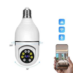 Ycc365 Plus security Wifi Camera Rotate Auto Tracking Panoramic Light Bulb Wireless Surveillance Color Night Vision Remote View AA220315