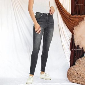 Jeans femininos 2022 Autumn skinny slim fit calça jeans de algodão spandex spandex preto streetwear para femmal