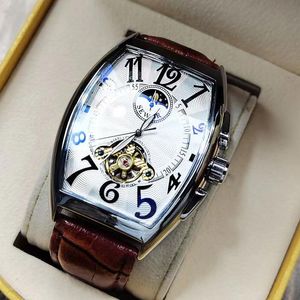 Armbanduhren Luxus Automatische Mechanische Uhr Für Männer Sportuhren Tourbillon Skeleton Militär Männliche Uhr Coole Tonneau Mann ArmbanduhrWri