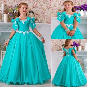 Little Flower Girls Dresses Custom Made Rhinestone Pärled Bodice Mother and Daughter Party Pageant Gowns