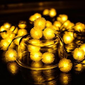 Strings Fur Ball Snowball 7M 50led Solar Fairy Garland Led String Lights Outdoor Garden Yard Decor Street Light Christmas LampLED StringsLED