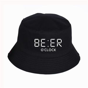 Boinas THE COOLMIND 100% Algodão Funny BEER OCLOCK Print Bucket Hat Cool Summer Sunscreen Hats Women Men Fisherman