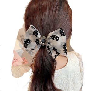 Crystal Big Bow Hair Clips for Women Girls Hair Accessories Rhinestone Hairpins Plastic Hairgirps Retro Barrette Headwear