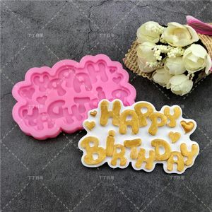 Baking Moulds Letter Happy Birthday Card Title Silicone Molds Fondant Mold Cake Decorating Tools Chocolate Wedding Decoration MouldBaking
