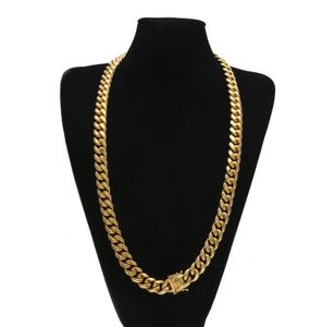 18K Round ground Chain men's hip hop Cuban necklace with 12mm cast button head 20inch