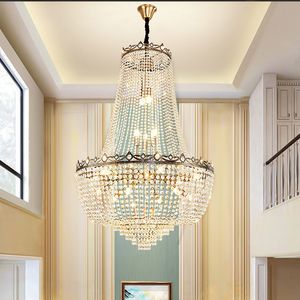 Antique Brass Crystal Chandelier American Classical Chandeliers Lights Fixture LED Lamp European Bronze Shining Luxurious Droplight Hotel Home Indoor Lighting