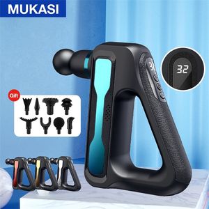 MUKASI Electric Massage Gun 32 Level Fascia Gun Deep Tissue Neck Body Back Muscle Sport Massager Relaxation Pain Relief Exercise 220530