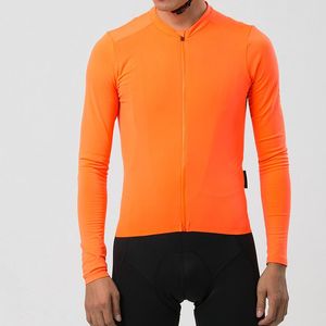 Racingjackor Bright Orange Pro Aero 2 Borsta Thermal Fleece Cycling Jersey Long Sleeve Winter med sömlösa manschettmän