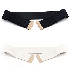 Belts 1Pc Women Stretch Elastic Wide Waist Belt Dress Gold Buckle Female Soild Black White Strap Cinturones Para MujerBeltsBelts